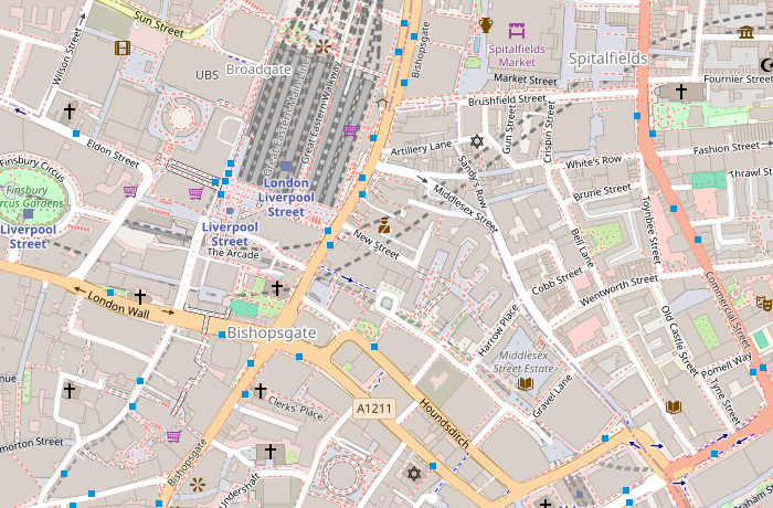 Map snippet showing central London streets